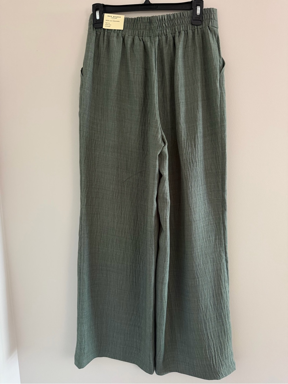 NWT Max Studio London Womens S Green High Rise Wide Leg Pants Elastic Back - Picture 8 of 9